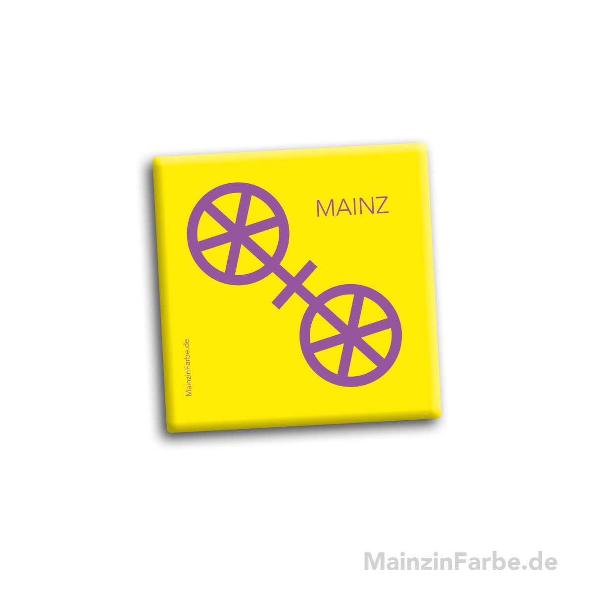 Magnet Kachel bunt, Mainzer Rad, gelb-lila
