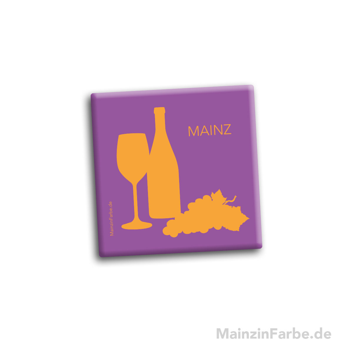 Magnet Kachel bunt, Mainzer Wein, lila-orange